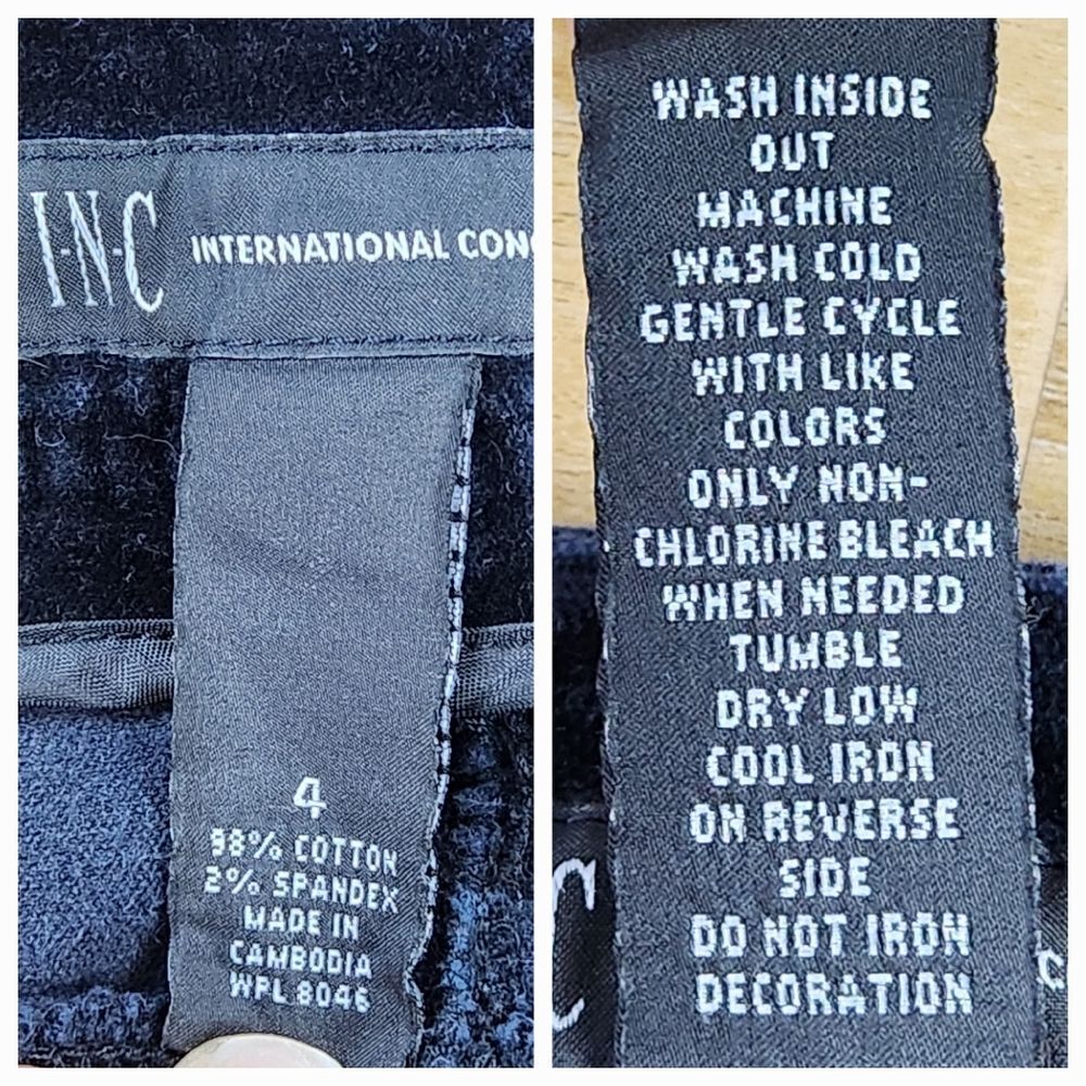 ☔️🔹️INC Bluish Black Velour Luxe Bootcut Pants Size 4/27 - Picture 12 of 13
